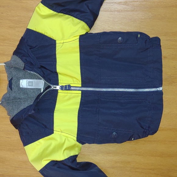 Carter's 2T toddler fleece lined jacket boy pockets hood hat full zipper - Picture 3 of 11